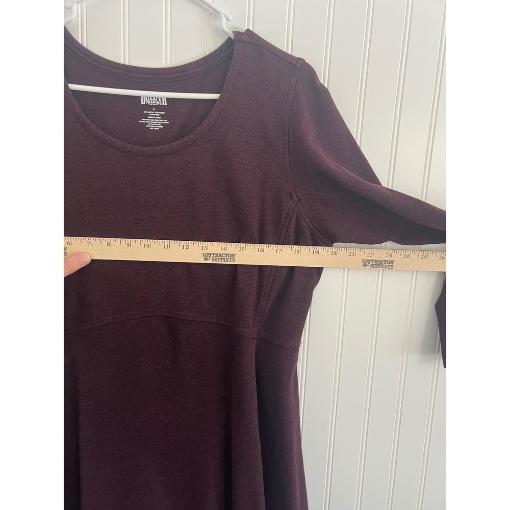 Duluth Trading Co Womens Burgundy Knit Long Sleeve A-Line Scoop Neck Dress L - Picture 7 of 7